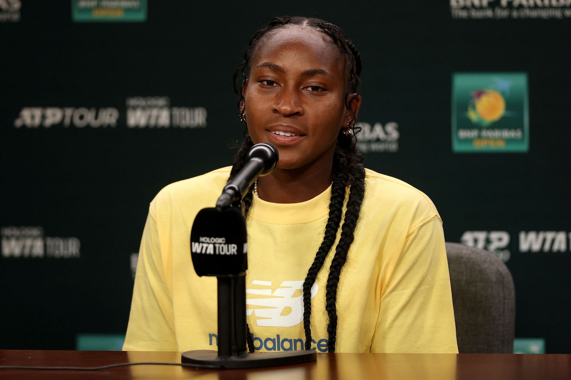 Coco Gauff fields during the BNP Paribas Open in Indian Wells, California. (Photo by Getty Images)